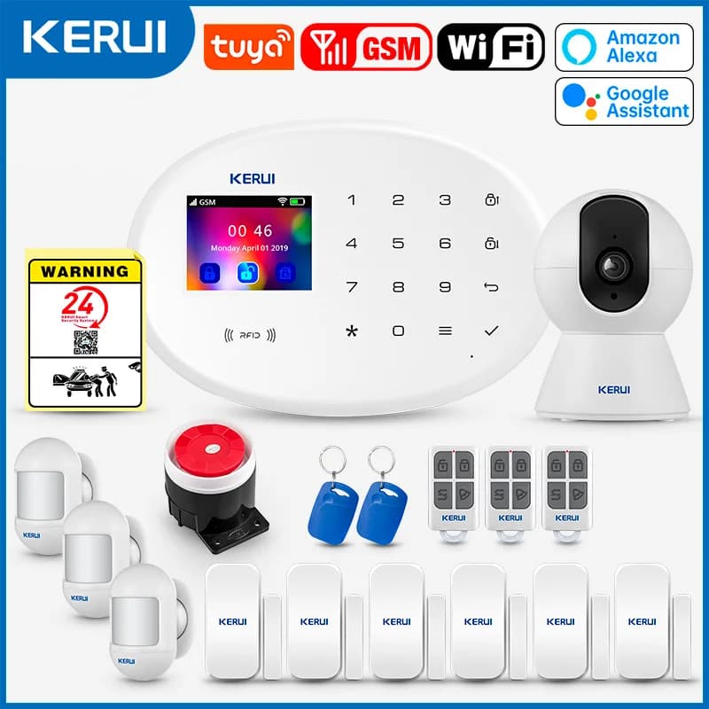 KERUI Sistema di Allarme Per La Casa WiFi GSM Allarme Antifurto di Sicurezza 433 MHz Senza Fili Tuya Smart House App di Controllo Rilevatore di Movimento Sensore