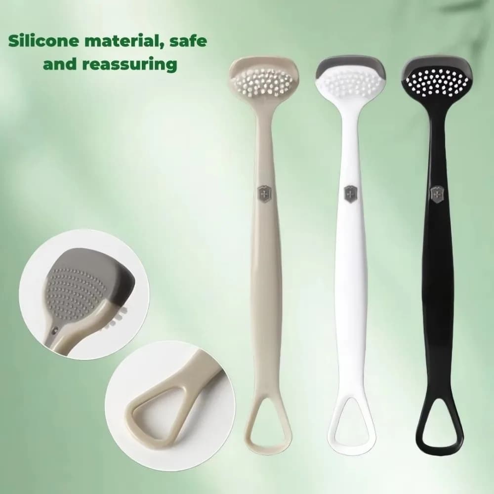 Triple Effect Tongue Scraper Silicone Reusable Oral Cleaning Brush Brush Fresh Breath Oral Care for Daily Use And Travel