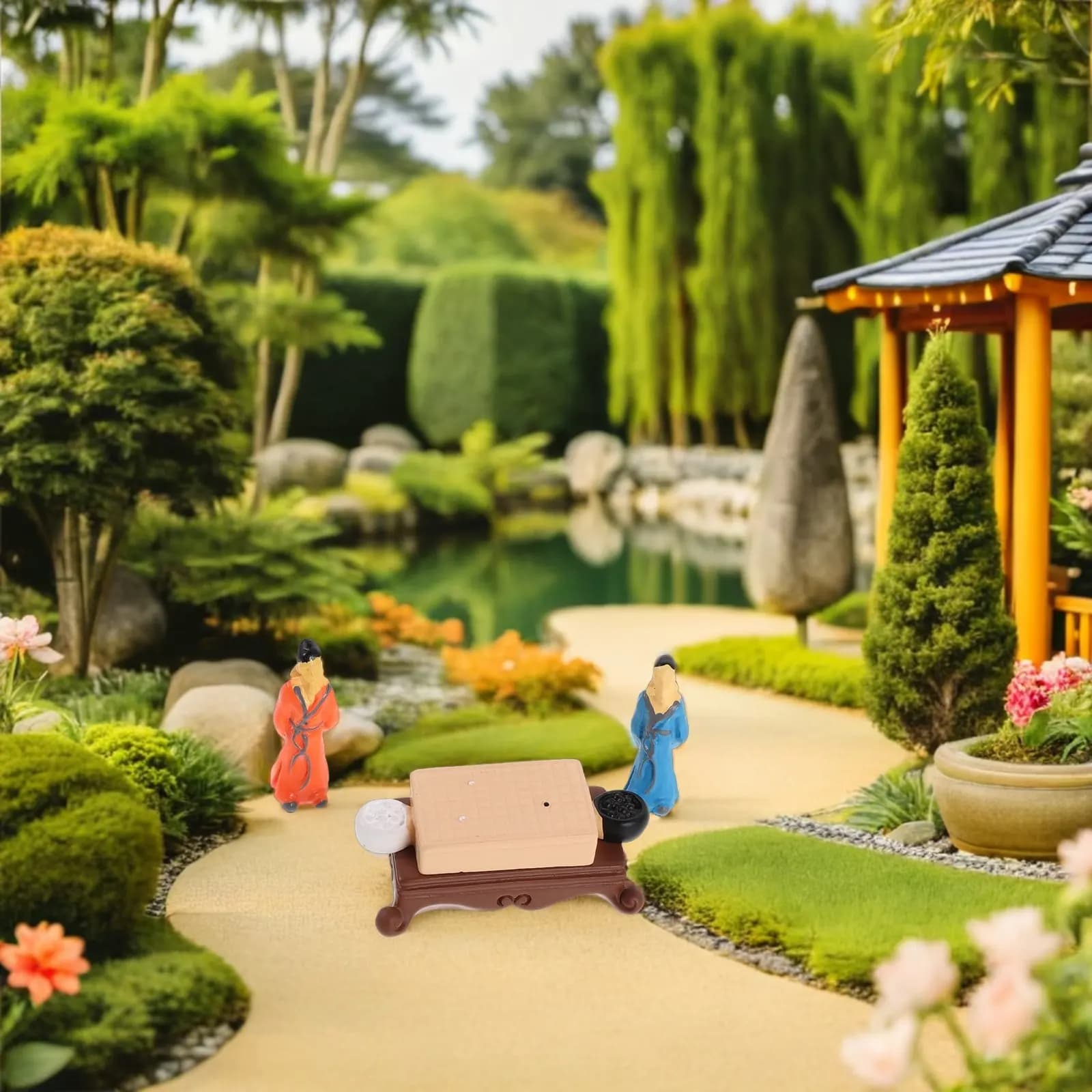 Set di 5 Statuette di Giocatori di Scacchi in Miniatura, Decorazione per Bonsai e Paesaggi in Miniatura Cinesi Antichi, Ornamento da Collezione per Scrivania