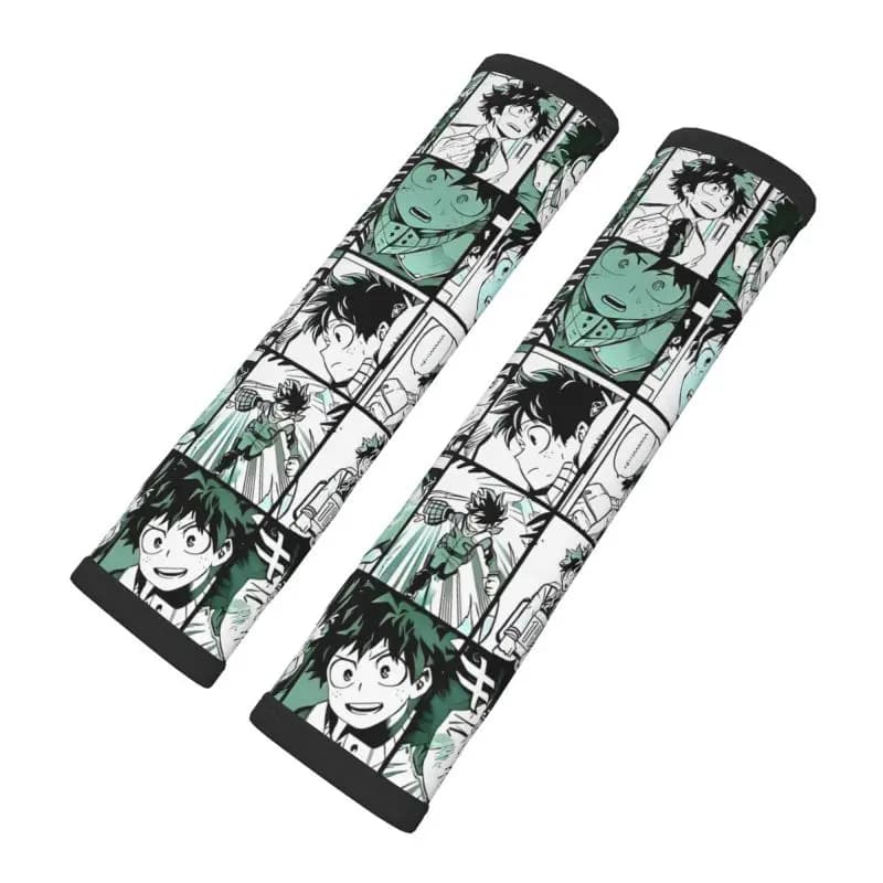 My Hero Academia Collage Anime Copri cintura di sicurezza per auto Cuscinetti per tracolla morbidi e confortevoli Accessori per auto universali Confezione da 2
