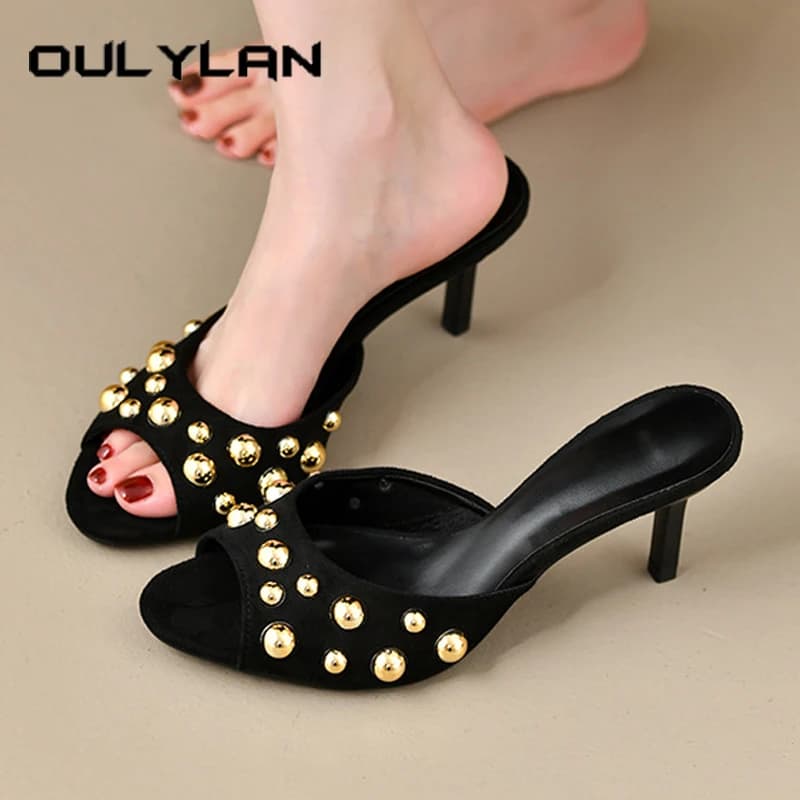 Oulylan Swimsuit with Ripped Open Tip Woman Summer Sexy High Slim Heels Elegant High Heel Shoes Solid Color For Party Dress