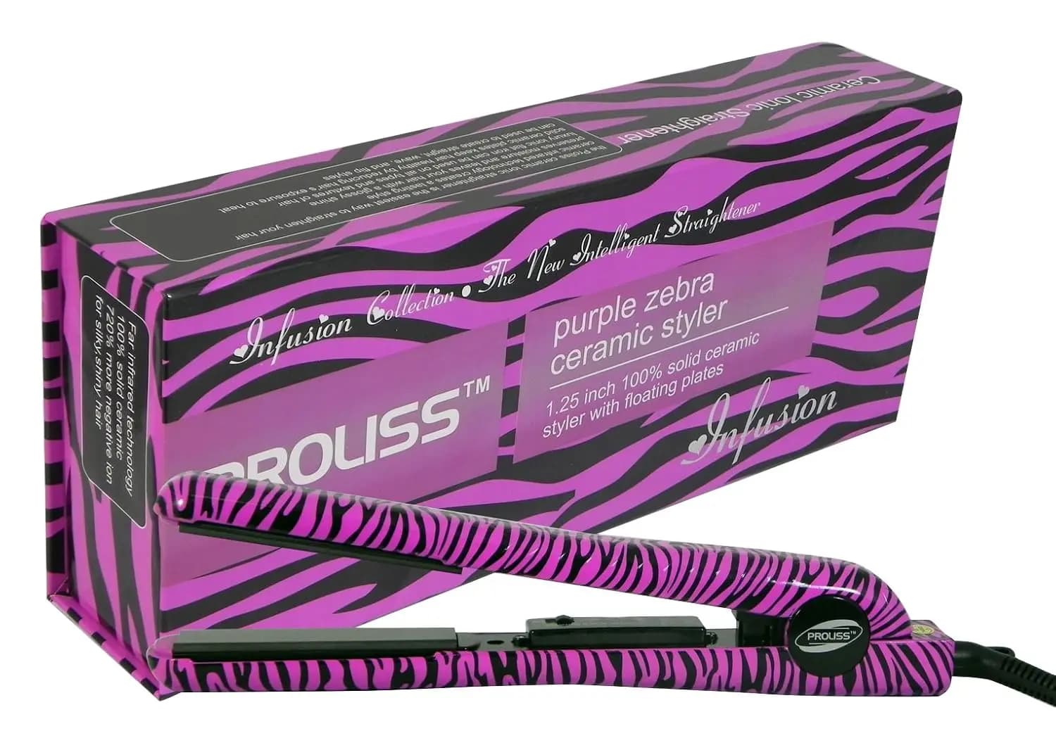 Piastra Professionale per Capelli, Design Zebra Viola, Piastre in Ceramica con Ioni Negativi