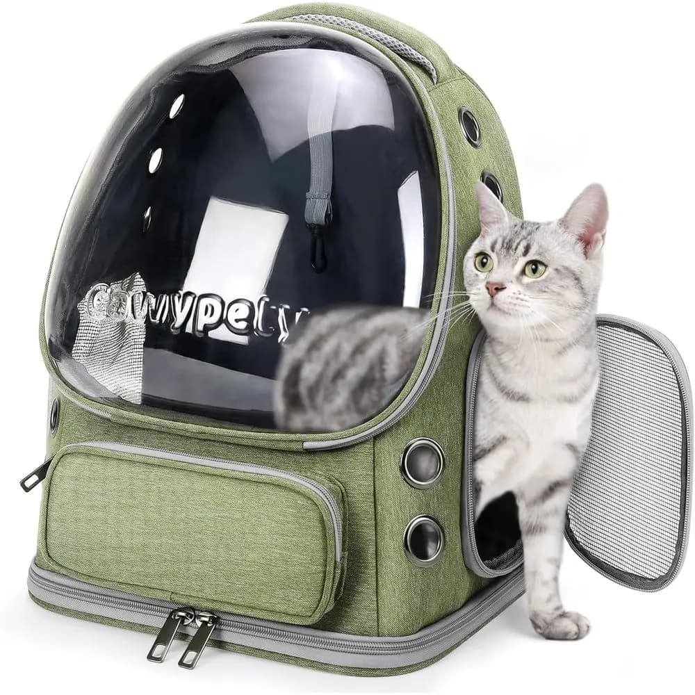 Zaino Traspirante per Animali Domestici con Ampia Bolla d'Aria per Gatti e Cani di Piccola Taglia fino a 6,8 kg, Ideale per Viaggi ed Escursioni