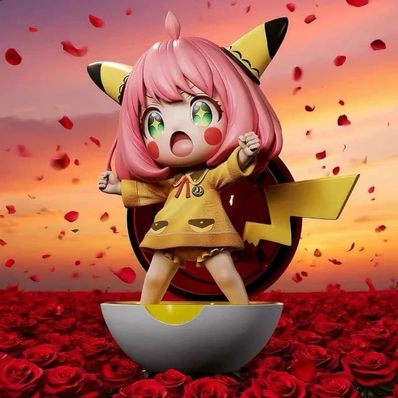 Spy Family Anya Anime Figure Anya Cos Pikachu Action Figurine Attacco su Titano Collezione di modelli Statua Bambola Giocattoli Regali per bambini