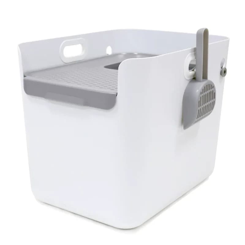 Oversized Semi-Enclosed Top-Entry Cat Litter Box, Integrated Anti-Splash Toilet with Odor Control for Large Cats