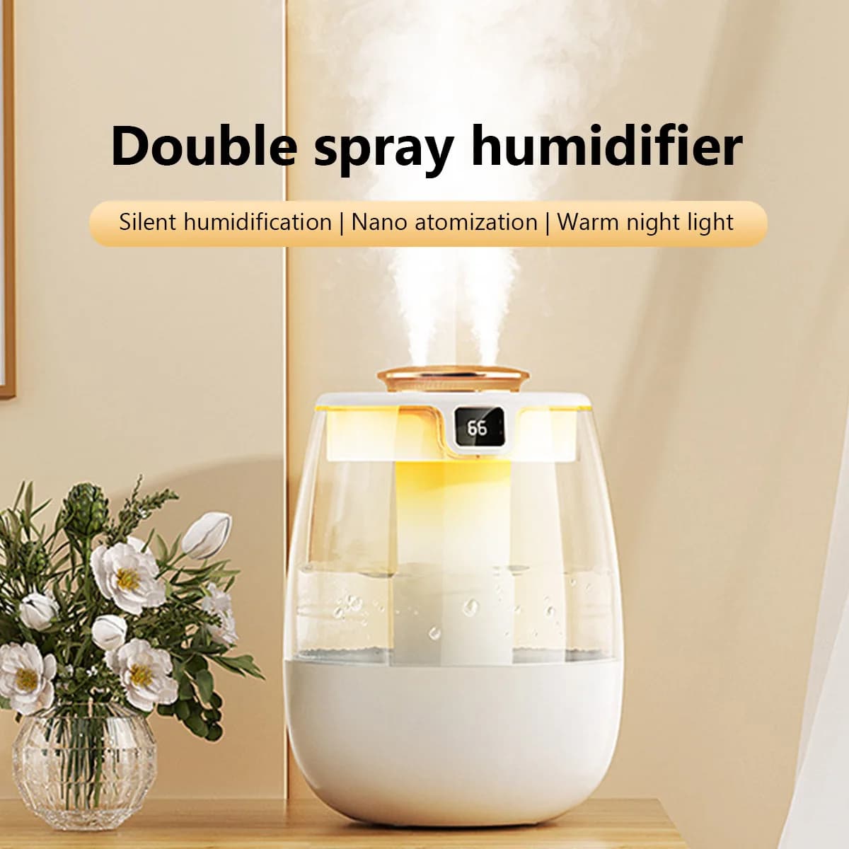 1,3 Liter Humidifier Double Spray Door Cold Mist Maker Fragrance Diffuser Home Office Essential Oil Humidifier Cleaner