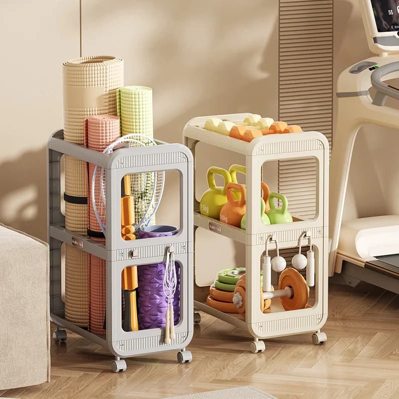 Yoga Mat Storage Basket with Wheels Fitness Equipment Storage Basket Gym Equipment Storage Rack Shelf Dumbbell Storage Tube New