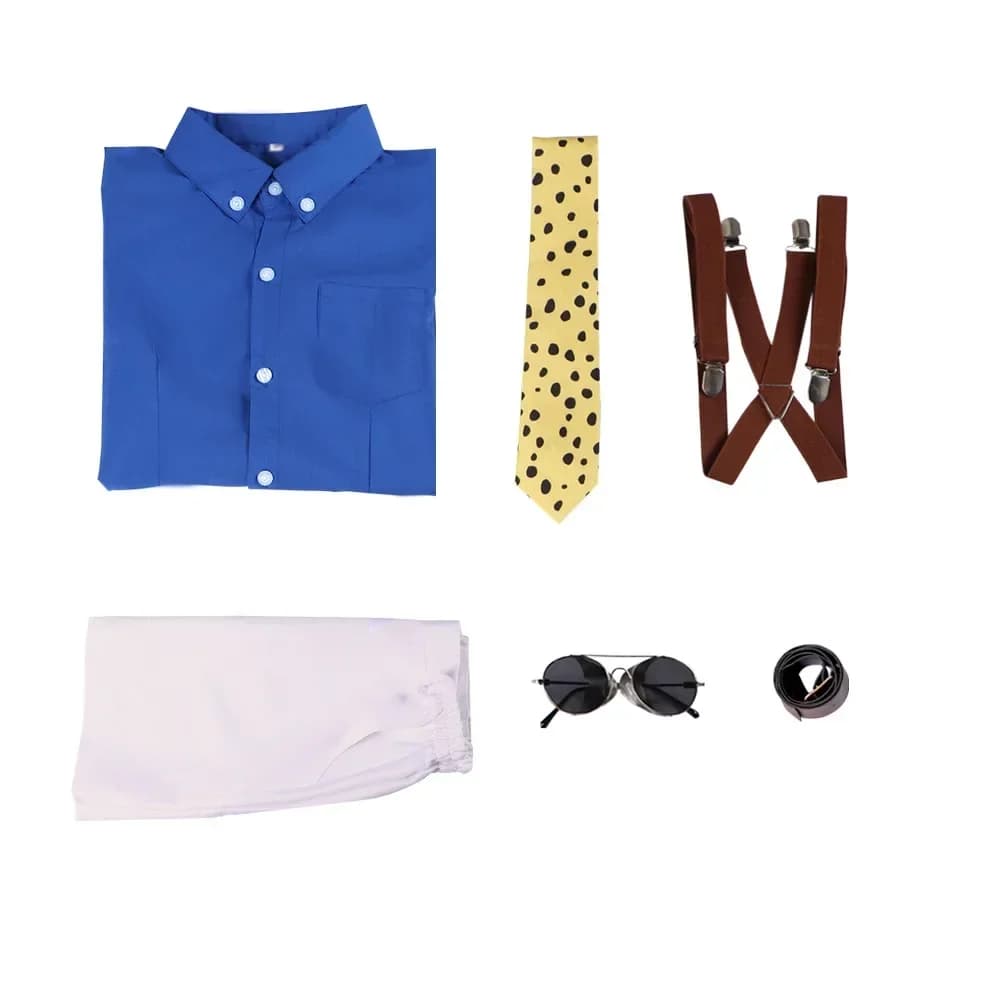 WENAM Nanami Kento Cosplay Costume Women's Shirt Slim Fit Skirt with Tie Suspender Glasses Nanami Kento Women