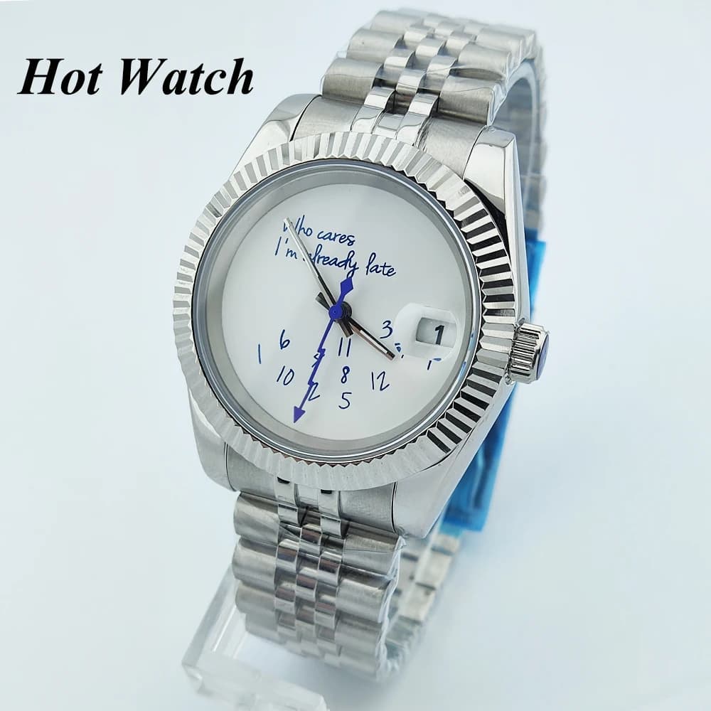 Men's Watch NH35 from 39 mm/36 mm, without logo, blue dial, sapphire crystal, automatic movement NH35