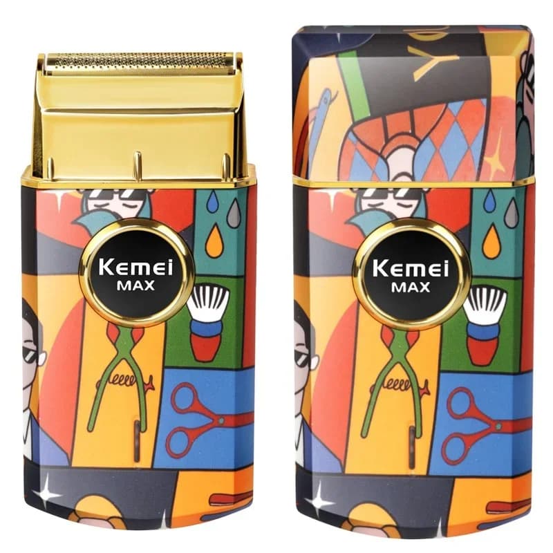Kemei KM-RS7098 Titanium Double Lamina Alternative Razor Professional Barbiere Finish Man Electric Shaver Model Graffiti