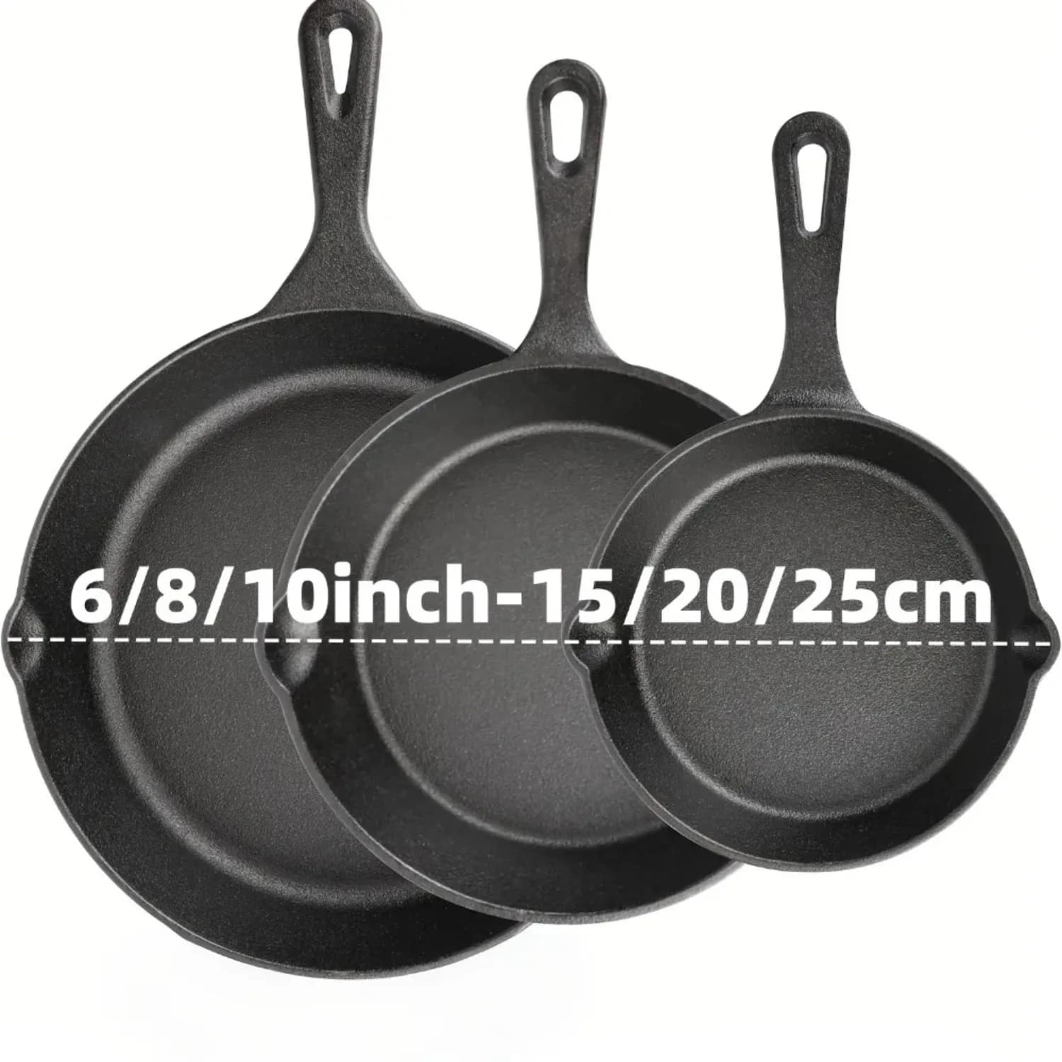 Set of 3-piece pre-tempered cast iron pans, oven pans, grill, bonfire, durable pots for outdoor cooking in the house