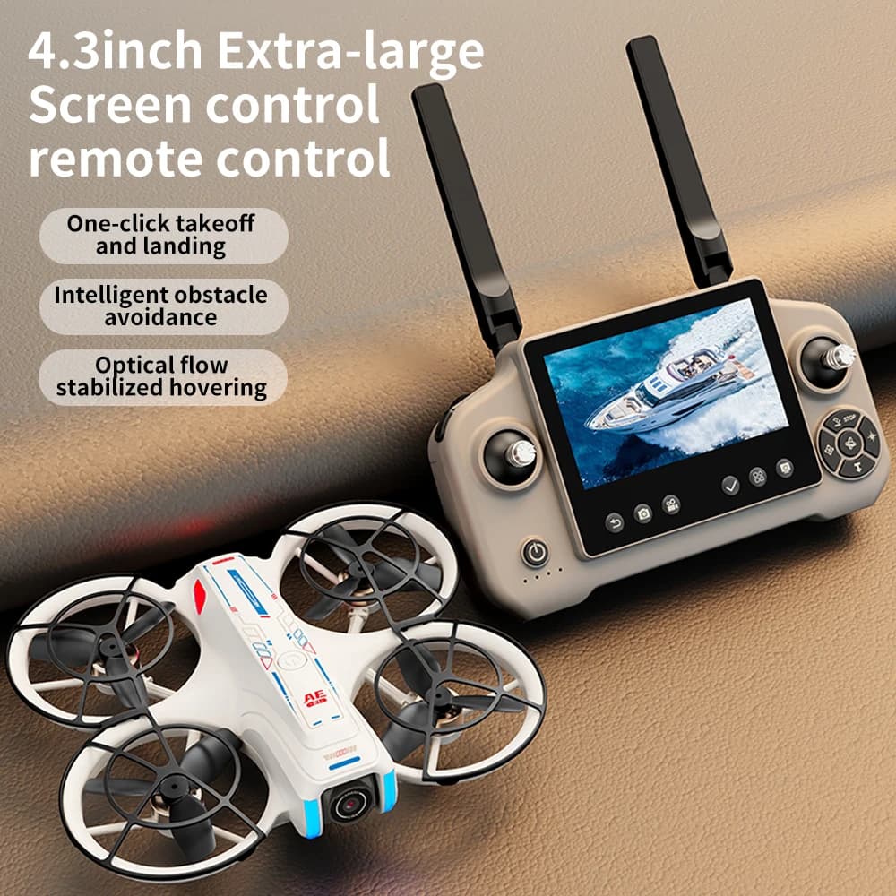 Drone AE21 con Schermo HD da 4,3 Pollici, Posizionamento Ottico ad Alta Precisione, Ritrazione con Un Solo Pulsante, Resistenza al Vento a 3 Livelli con Batteria a Basso Consumo