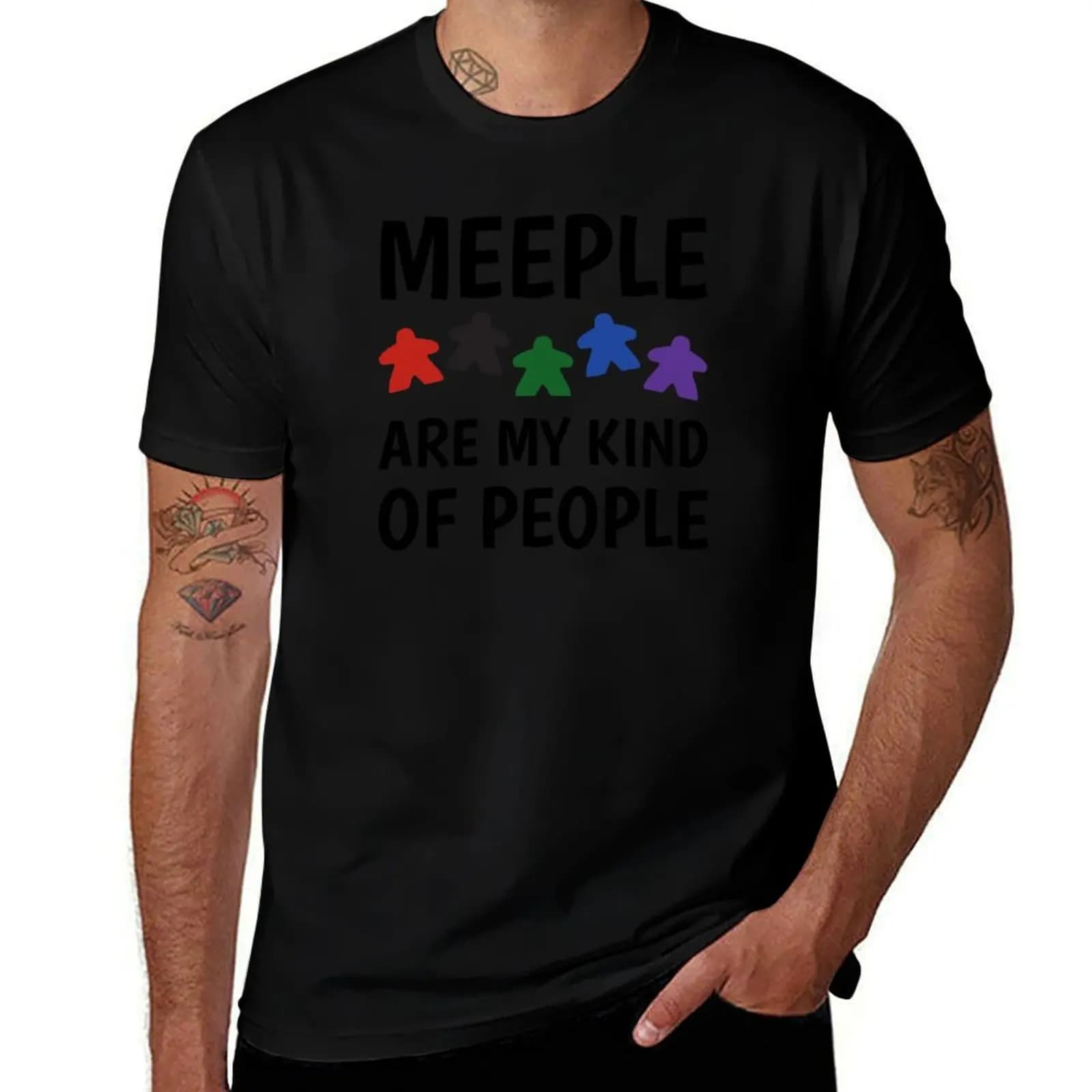 Giochi da tavolo, serate di gioco - T-shirt con stampa vintage e girocollo con scritta 'Meeple are my kind of People'