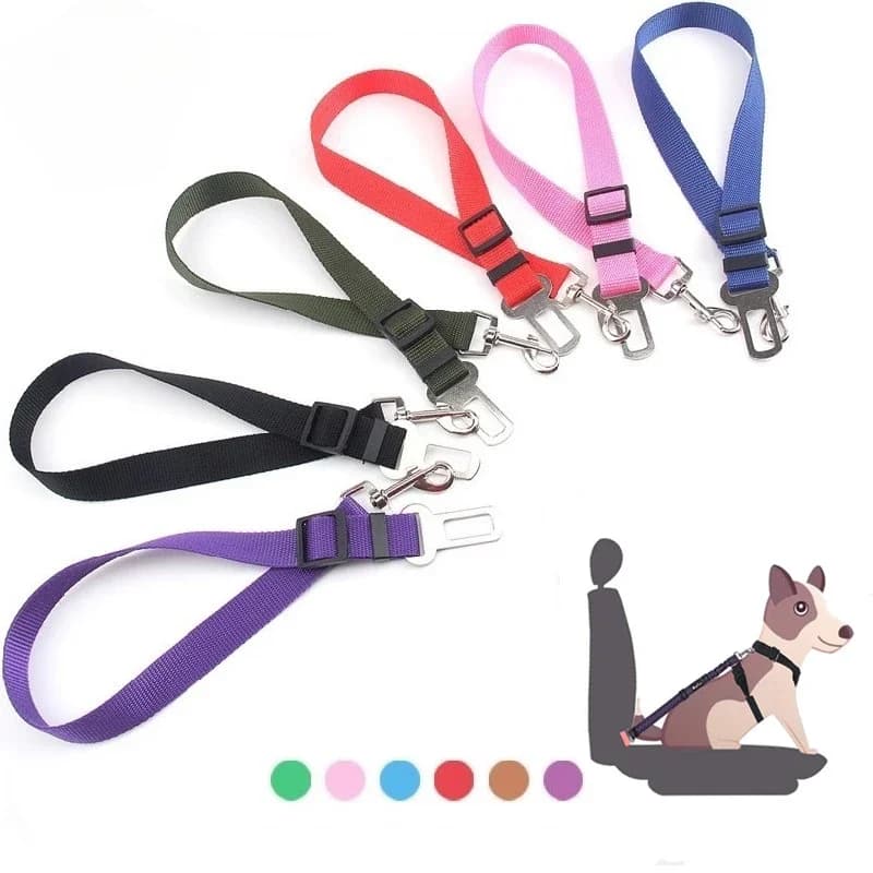 Cintura di sicurezza per auto per cani e gatti, sedile per animali domestici regolabile, imbracatura per veicoli, clip di piombo, leva di sicurezza, trazione, collari per cani, accessori per cani