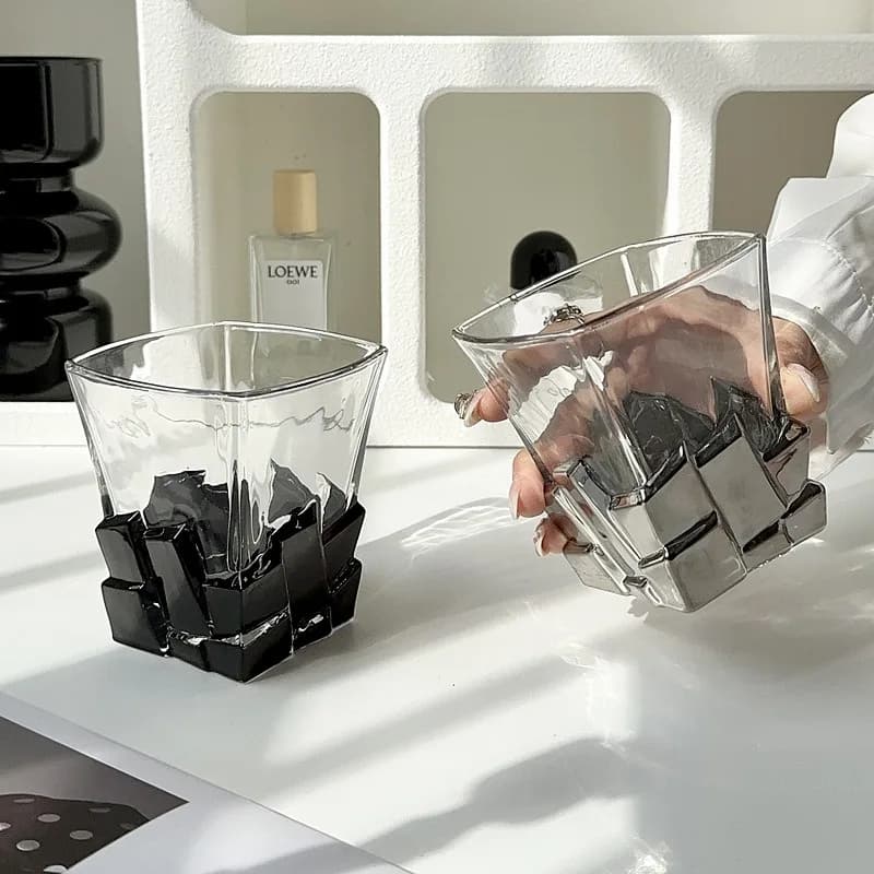 Bicchiere da Vino in Edizione Limitata Space Silver Ice Cube Art, Bicchiere Creativo di Lusso, Bicchiere per Acqua di Alta Gamma, Bicchiere per Whisky