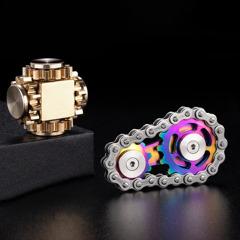 Bike Chain Metal Fidget Spinner 9 Gear Linkage Hand Spiner cursore magnetico giocattoli antistress per adulti EDC regali divertenti