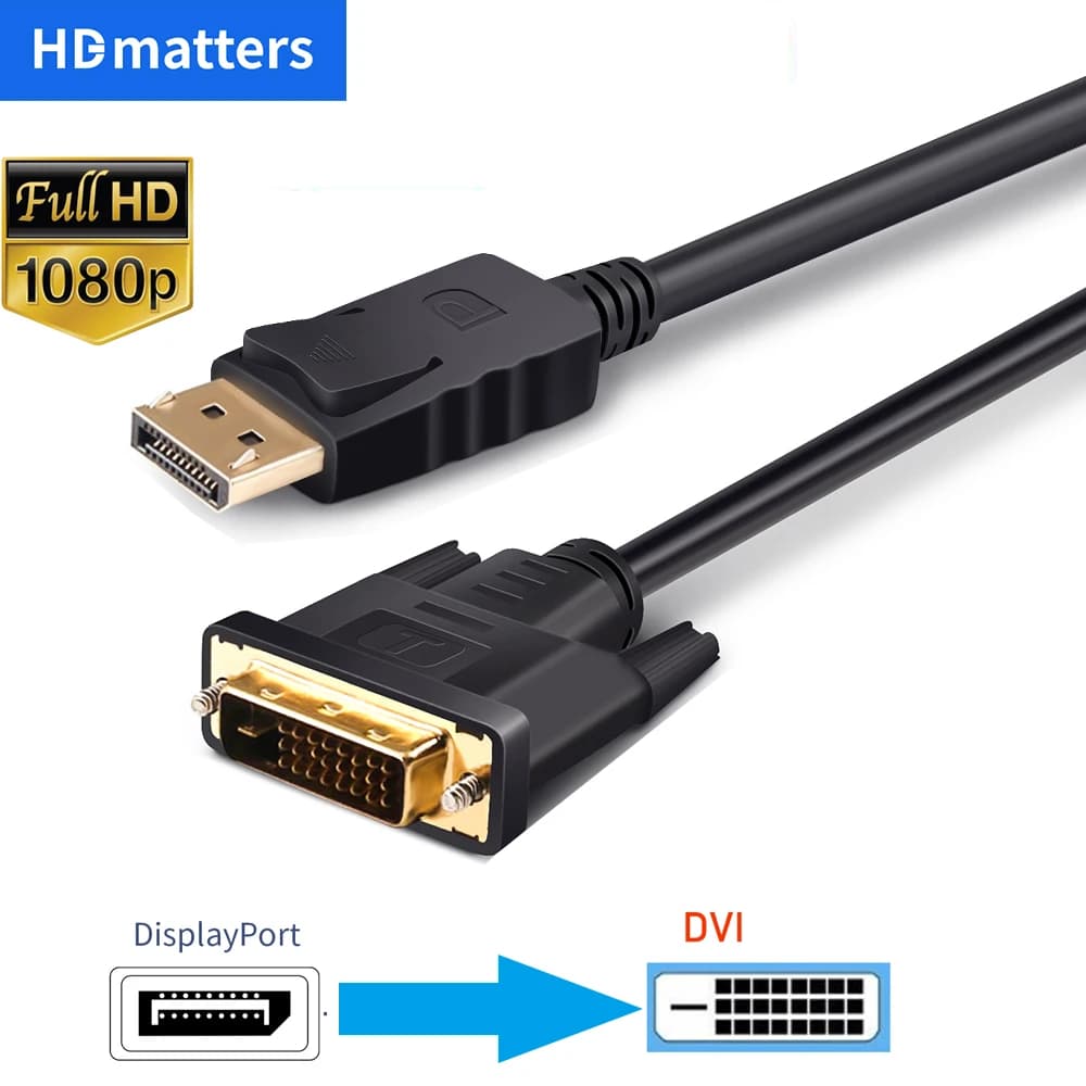 Cavo DisplayPort a DVI Cavo monitor DP a DVI-D 1080P Adattatore convertitore DisplayPort da ingresso a uscita DVI per Nvidia HP Dell Asus