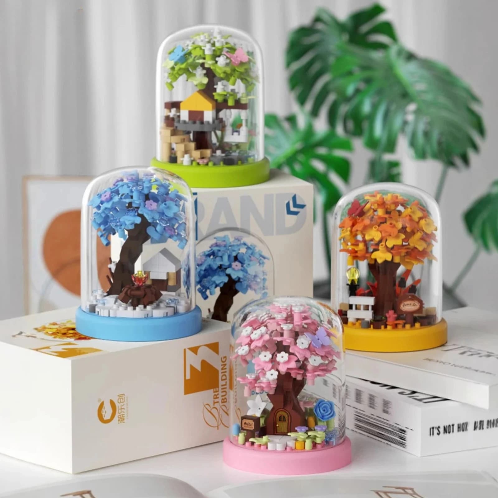 Blocchi di costruzione Piante in vaso Kit Sakura Casa sull'albero Fiori conservati Bonsai Kid Puzzle creativo Giocattolo Ragazze Regalo di compleanno romotico