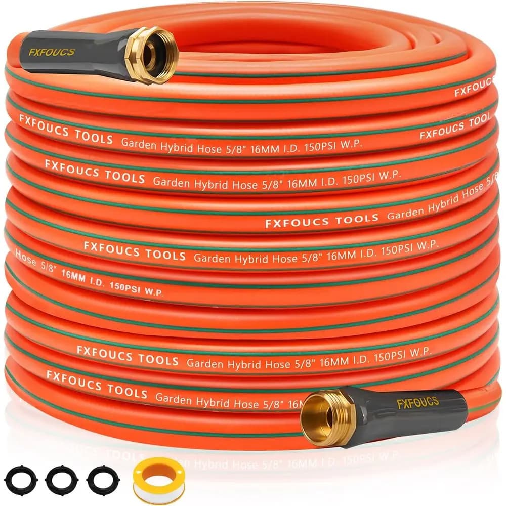 Tubo da Giardino Flessibile Durevole da 5/8 con Pressione di 600 PSI, Maniglia Girevole e Raccordi in Rame - Arancione, 30 Metri