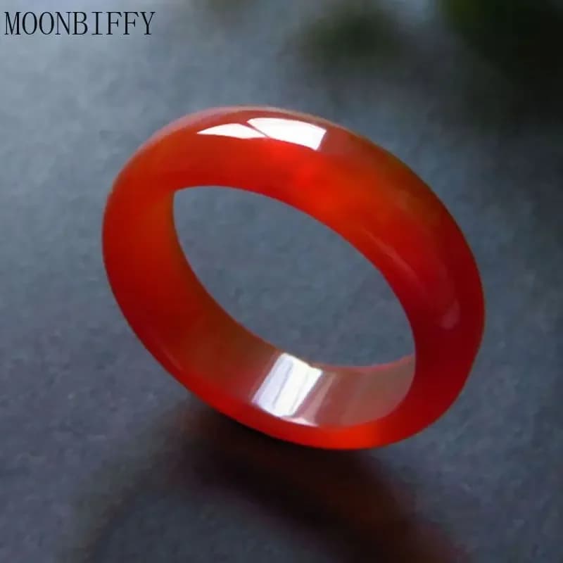 Natural Chalcedony Hand-carved Jade Ring Fashion Jewelry Gift Jade Rings Various Colors Lovers Gemstones Accessories Wholesale