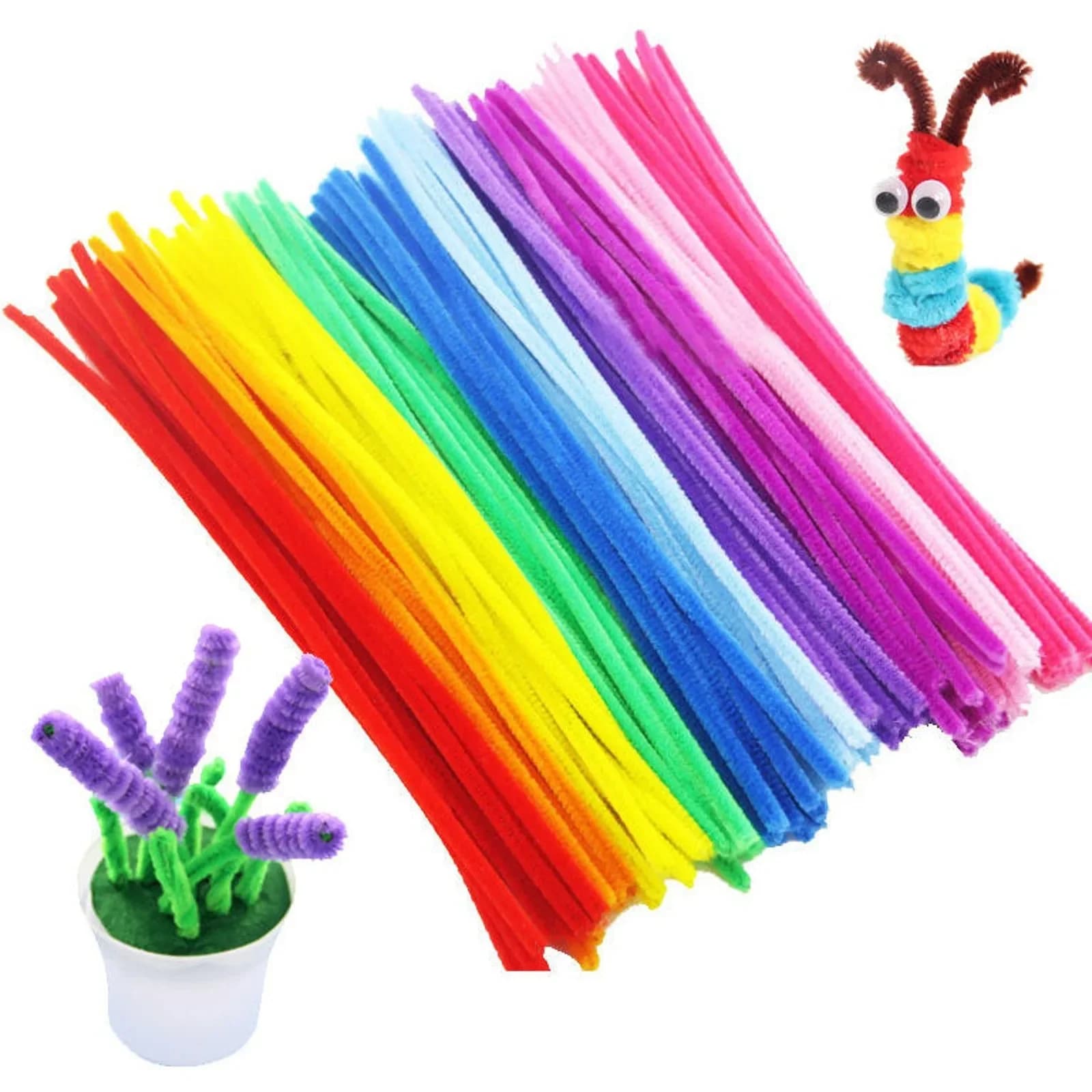 100 Pezzi di Bastoncini Flessibili in Ciniglia, Fili per Modellare, Giocattoli per Bambini, Fai-da-Te, Giocattoli Educativi, Materiali Creativi per Artigianato