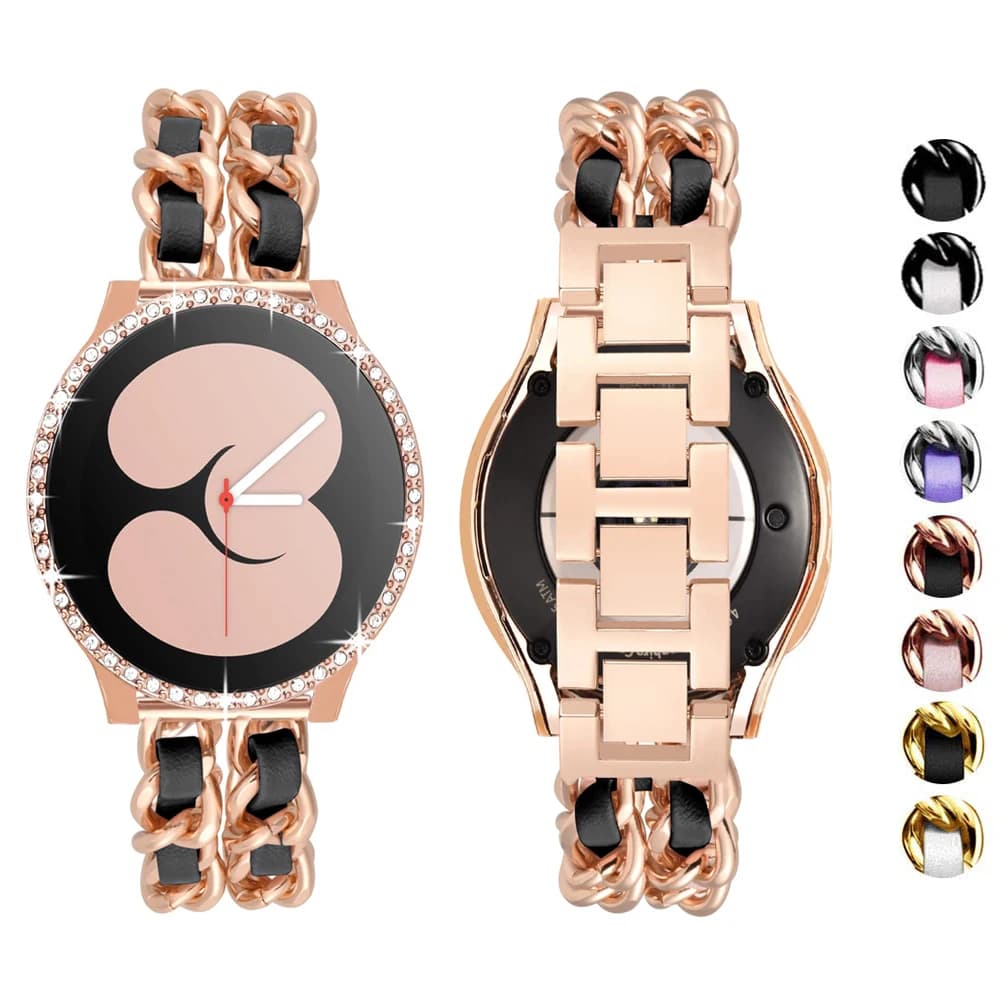 Cinturino da 20mm 22mm per Samsung Galaxy watch 6 cinturino pro/5/4/Classic/Active2 Pelle + cinturino in metallo Huawei watch GT2-2e-3 pro Cinturini