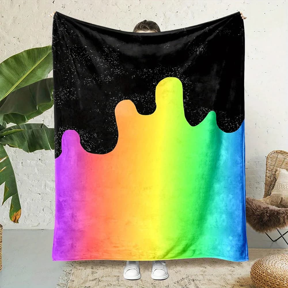 Cartoon rainbow pattern Flannel printed blanket suitable for all seasons suitable for living room office sofa and travel