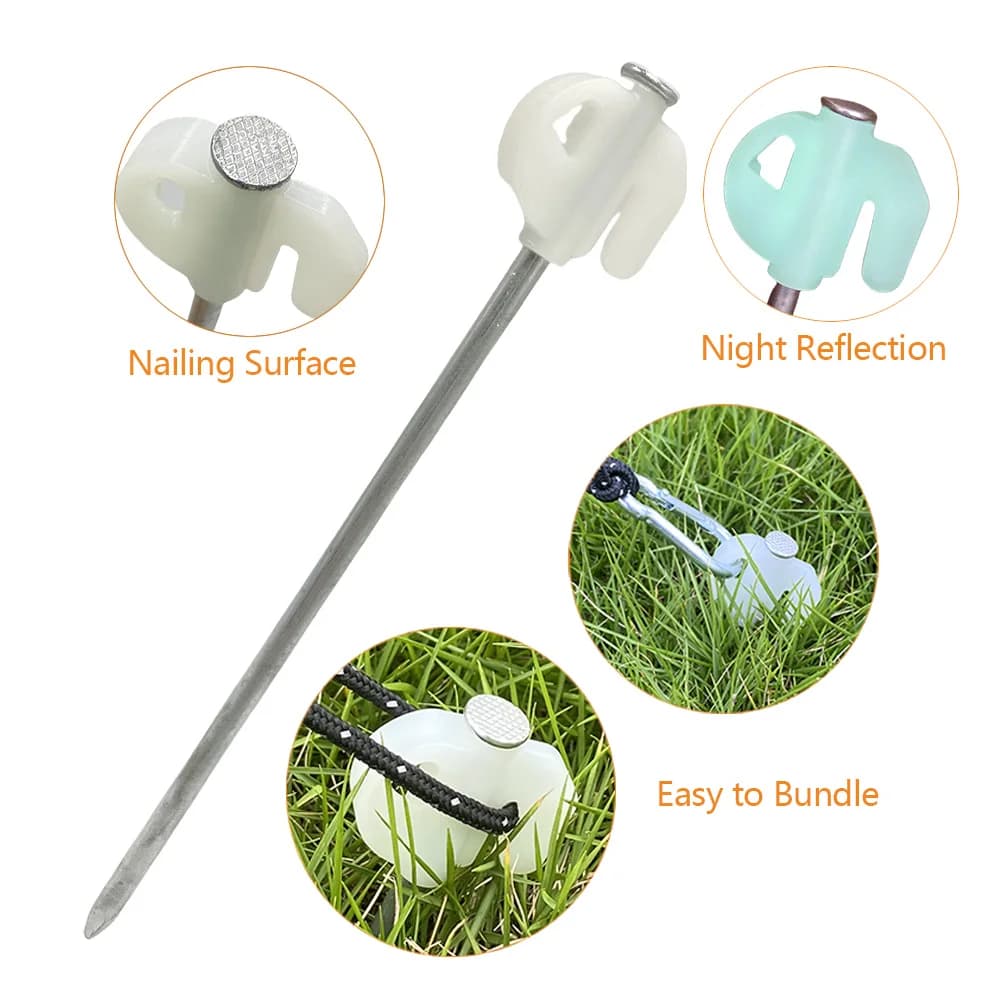 10 pezzi 20 cm paletti per tende riflettenti notturni e 1 estrattore per chiodi picchetti per tende da campeggio all'aperto per patio giardino tenda palo spiaggia baldacchino