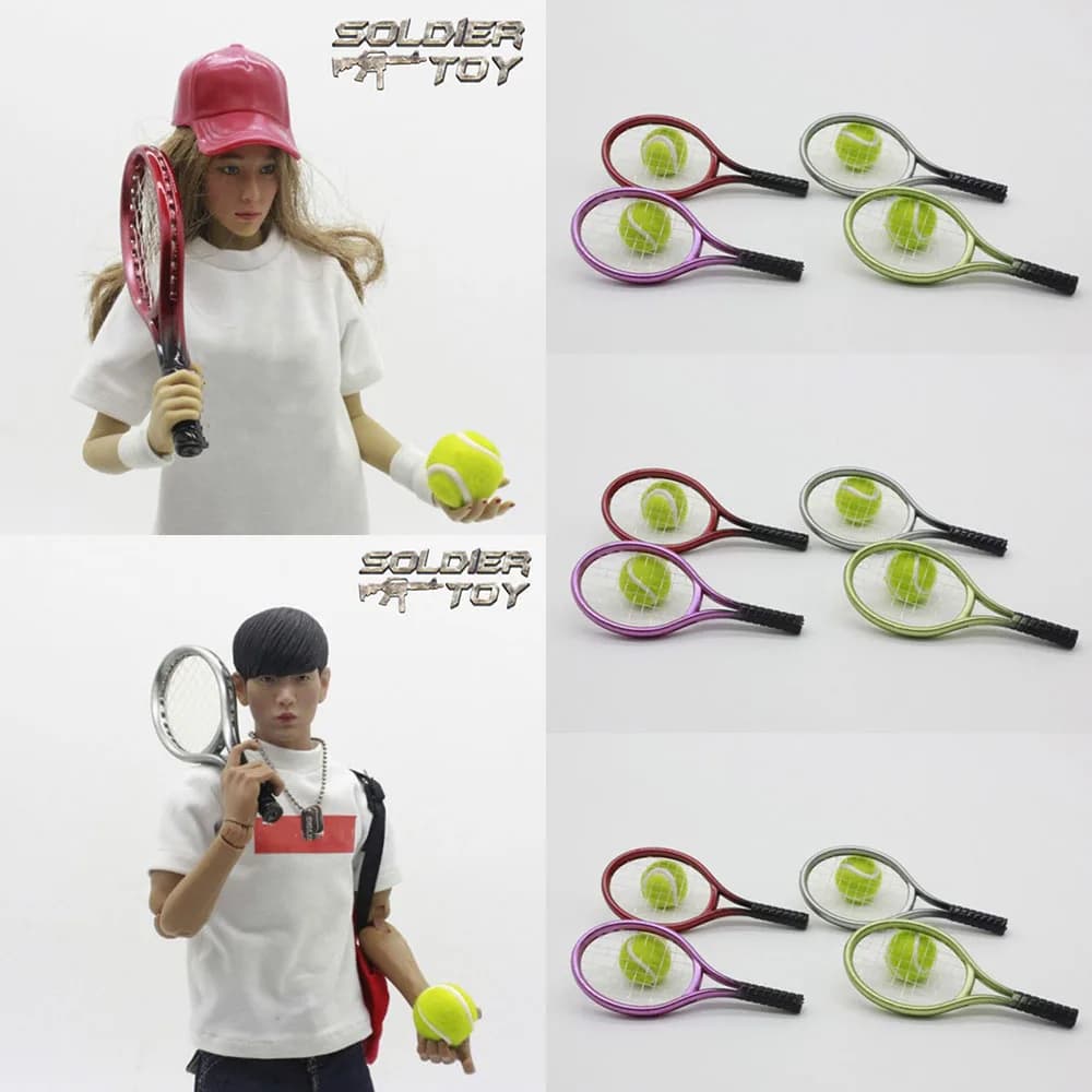 Mini 1/6 scale tennis rack model miniature doll house Sport Ball Scene DIY decorations 12 inch Action Figure body toys