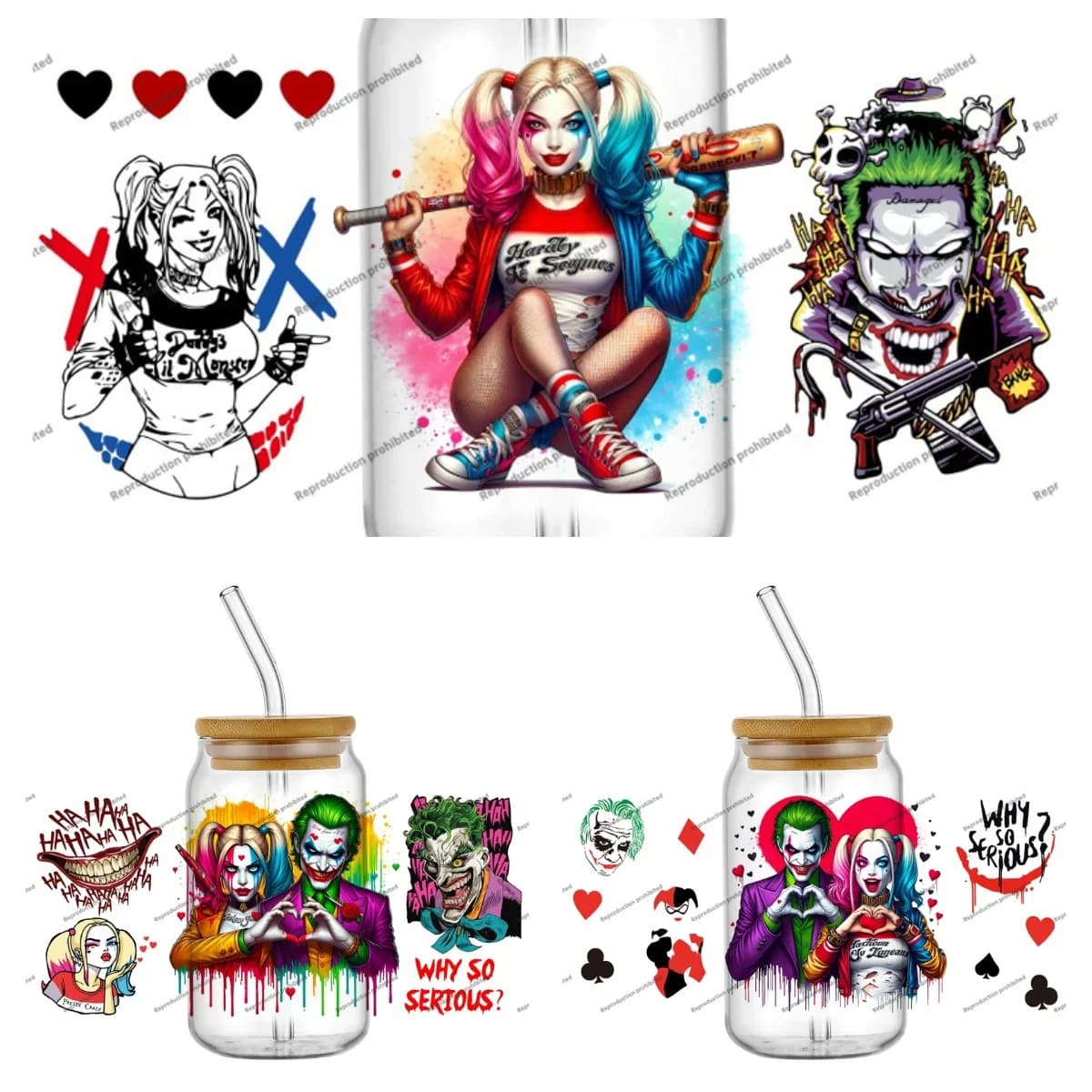 Nuovo Design Coppia di Pagliaccio 3D UV DTF Tazza Avvolge per 16 oz Impermeabile UV DTF Trasferimento Adesivo Occhiali Tazza FAI DA TE Wrap Sticker