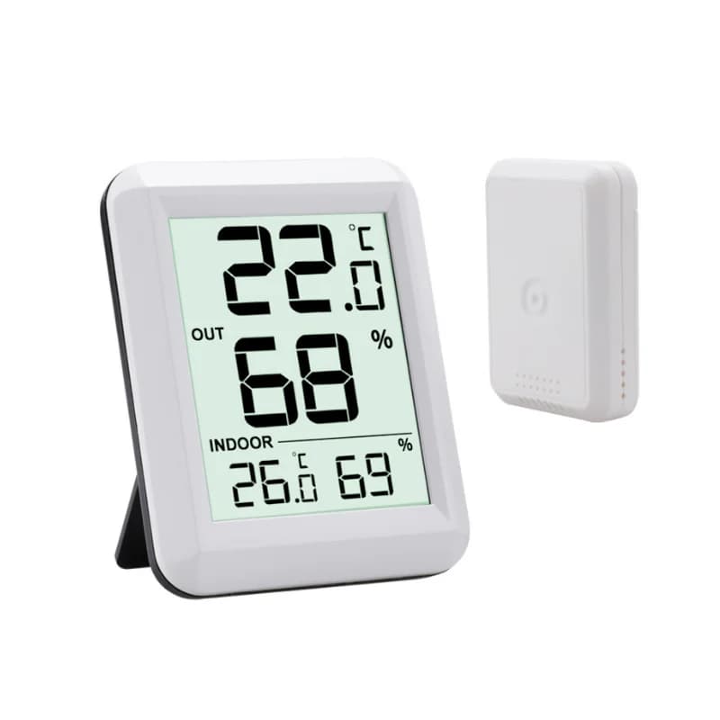 Digital Wireless Thermometer for Interior and Exterior with Temperature and Humidity Sensor -40°C ~60 °C Automatic Range Update for Home and Garden