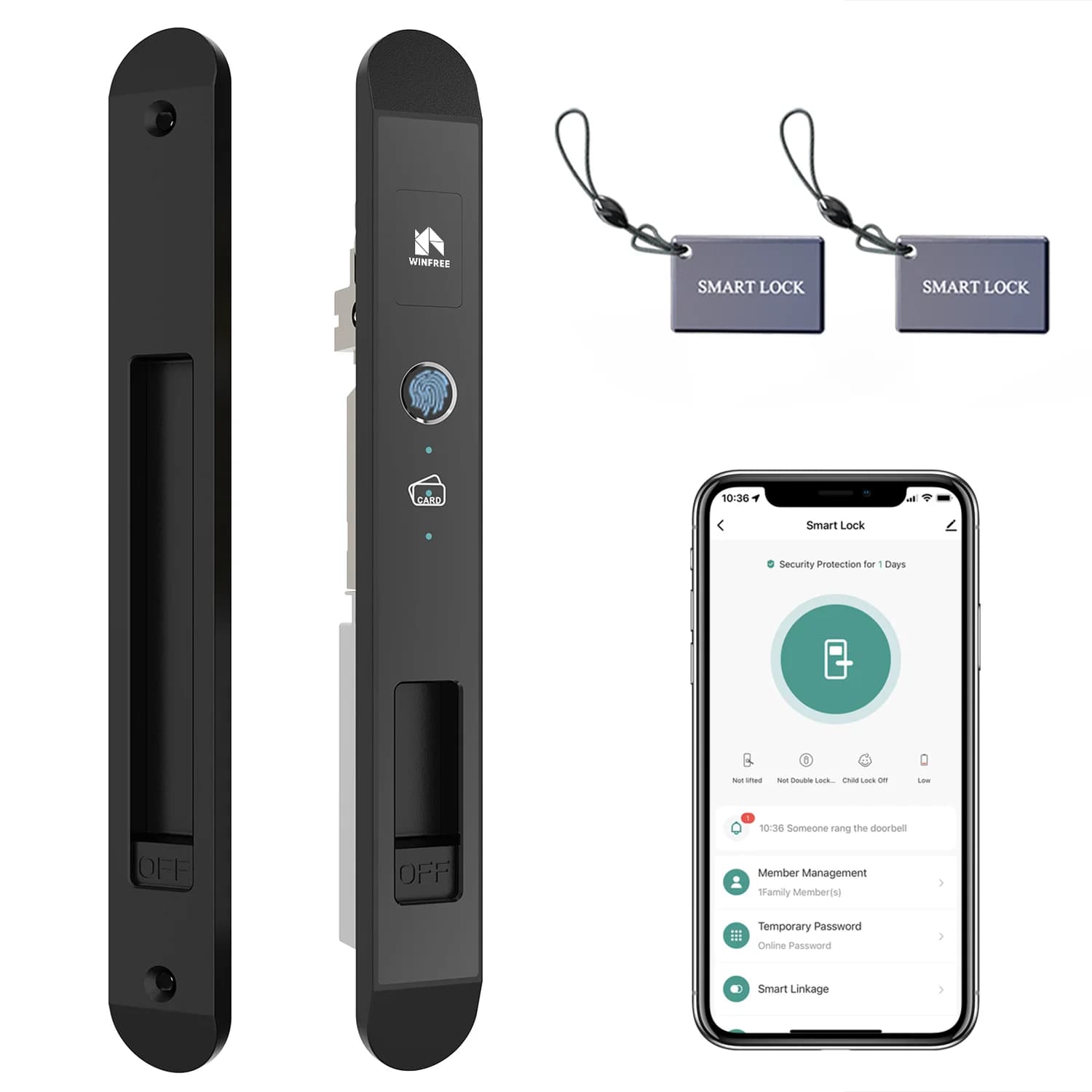 WINFREE Smart Slim Door Lock Tuya Bluetooth Lock Smart Card Digital Lock Fingerprint Smart Home Intelligent Door Lock