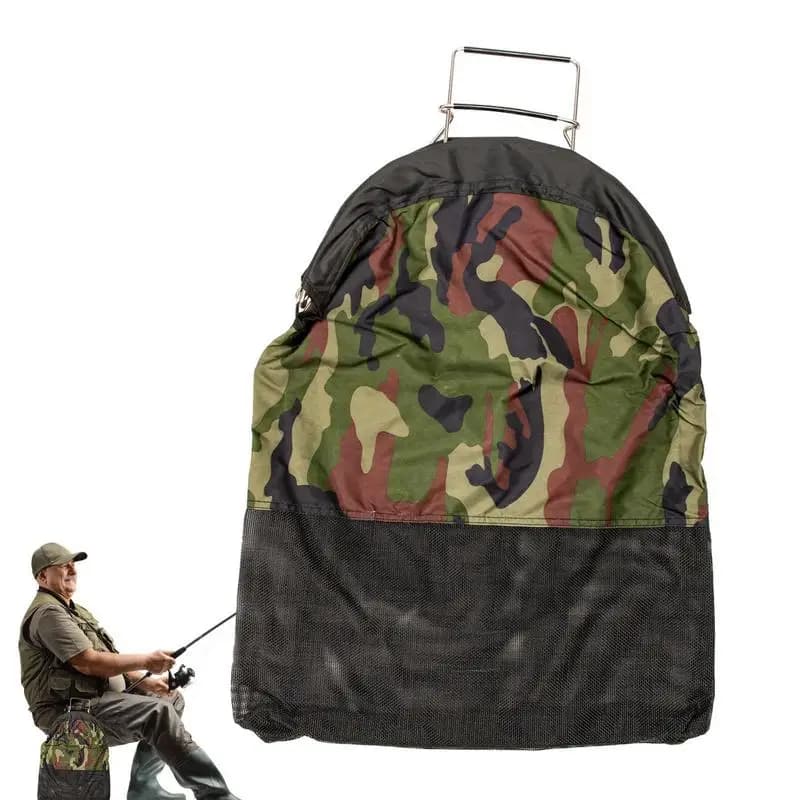 Borsa a rete per pesci da pesca in mare borse a rete borsa per pesci in Nylon chiusura a molla Shell Catcher borse a rete con manico a rete