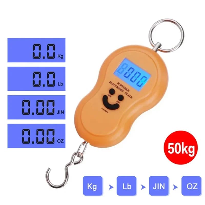 1 pz 50 kg bilancia elettronica portatile per bagagli da pesca display digitale LCD schermo consegna espressa bilancia gancio mini bilancia