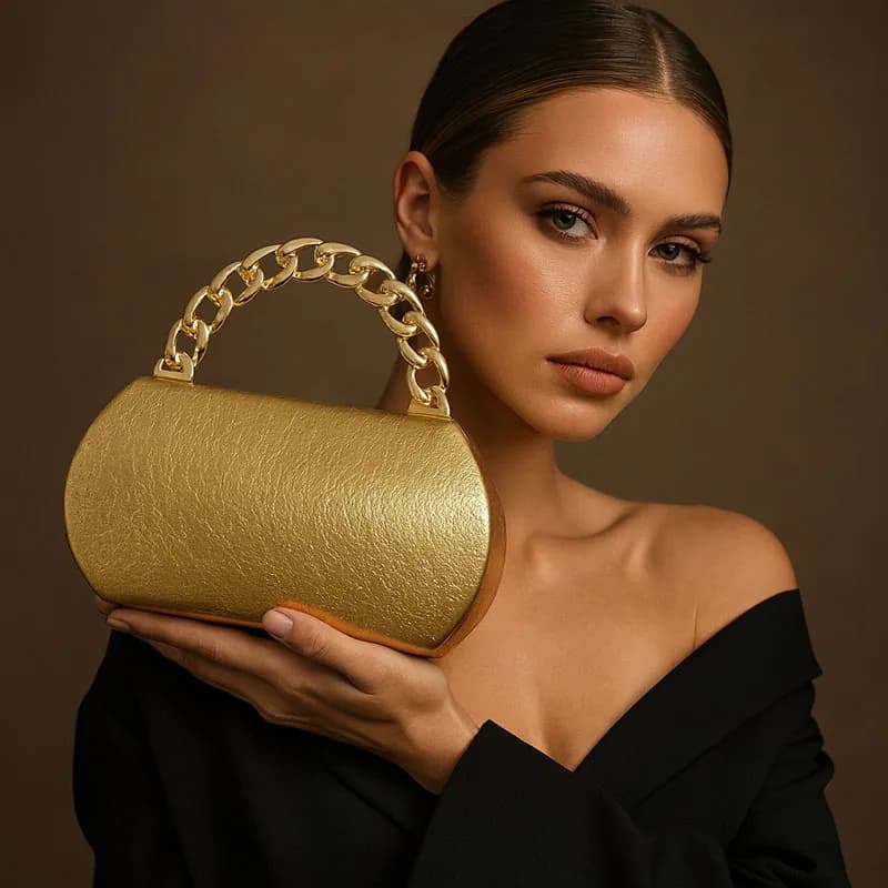 Borsa da sera da donna di moda con fibbia in metallo dorato di lusso, borsa da sera per banchetti, borsa a tracolla, mezza luna, borse da sposa, borsa da festa