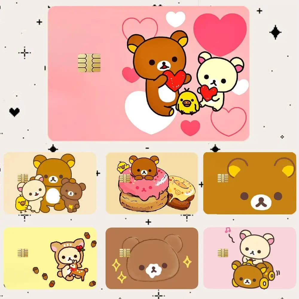 Adesivi Protettivi Impermeabili HD con Orsetto R-Rilakkuma per Carte di Credito, Bancarie e da Gioco