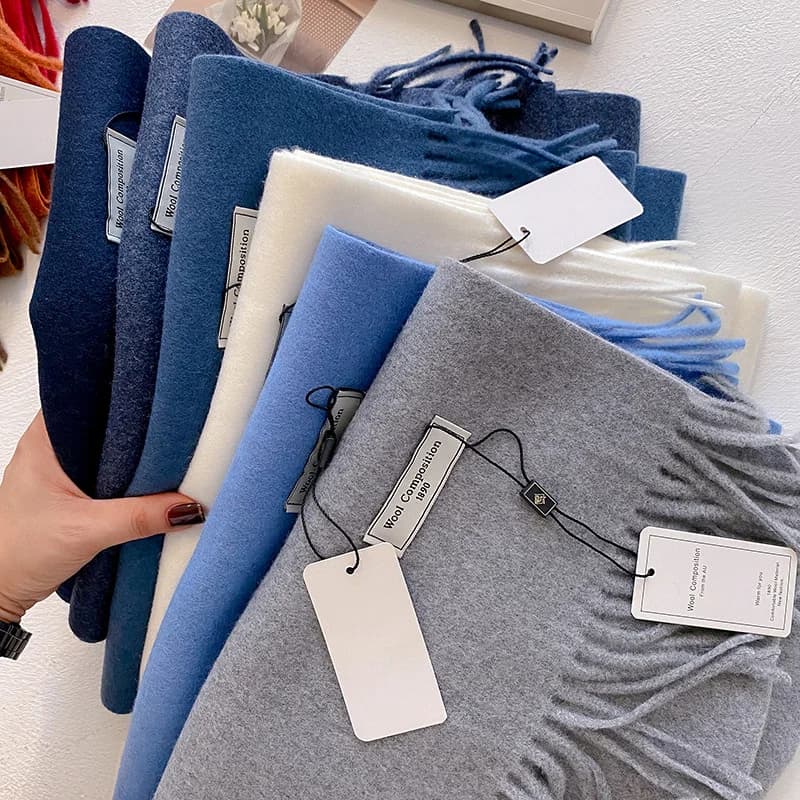 2024 Sciarpa di lana invernale per le donne Sciarpe di cashmere lunghe calde Hijab Solid Lady Scialle Wrap Pashmina femminile Bandana Sciarpe per la testa Nuovo