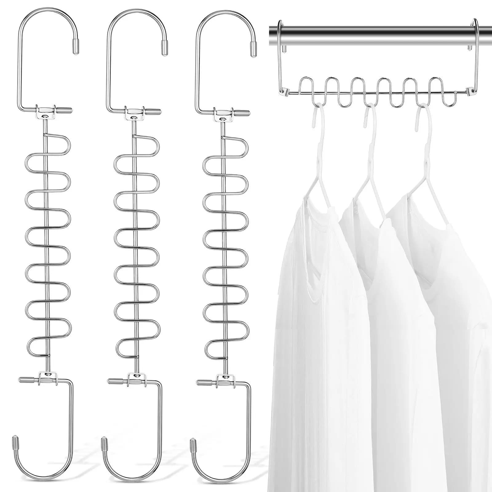 3Pcs Heavy Duty Metal Hangers Space Saving Organizer Coat Hooks Closet Storage Versatile Use Space Saving Hangers for Clothes