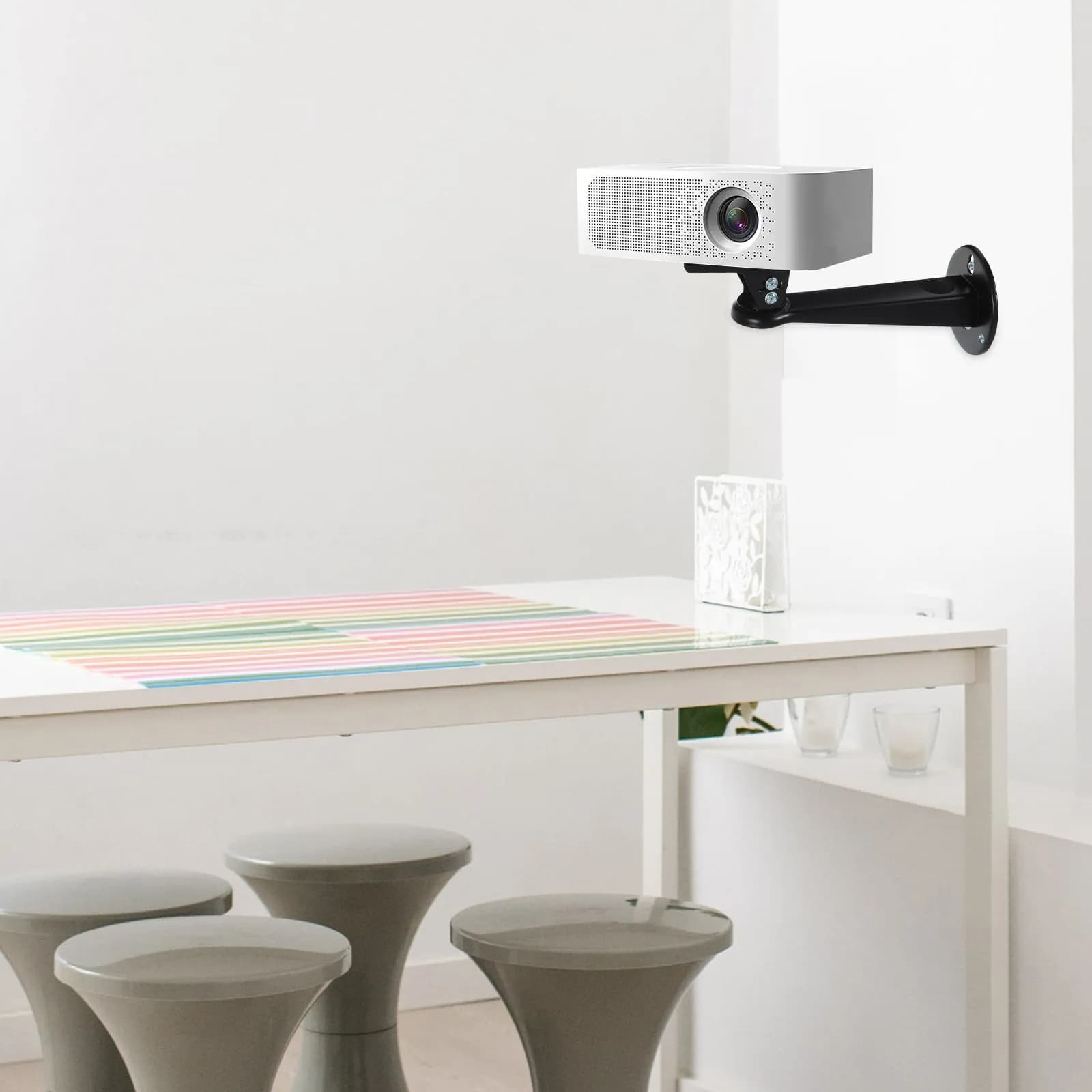 Mini Projector Wall Mount Holder ABS Material Adjustable Angle Space Saving Projector Stand Bracket for Conference