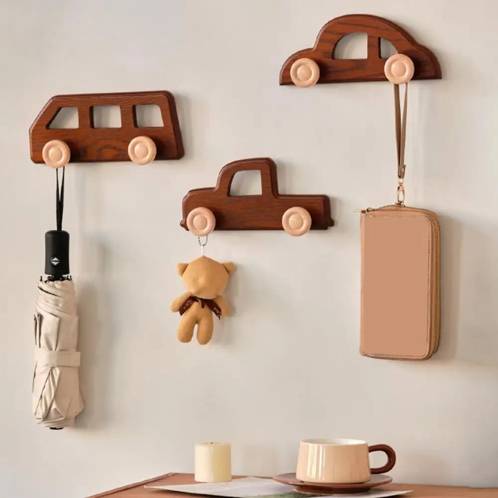Appendiabiti in legno Ingresso a forma di auto Appendiabiti per cappelli Appendiabiti decorativo a parete per vestiti Cappelli Borse Chiavi Arredamento della stanza dei bambini