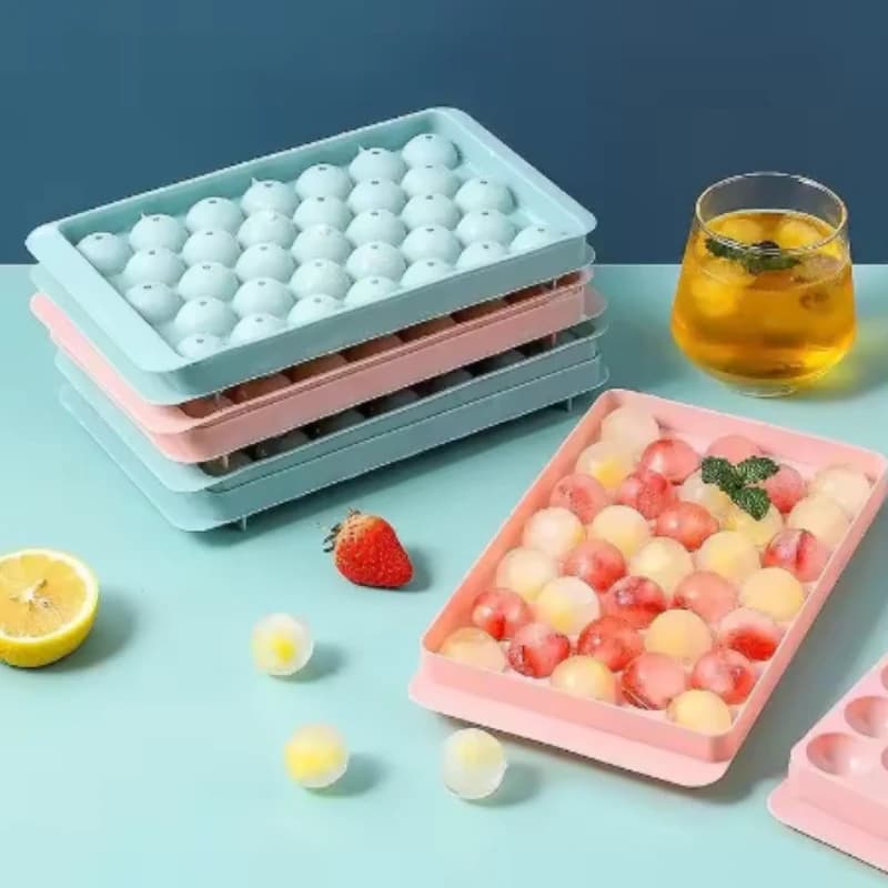 Stampo creativo per cubetti di ghiaccio sfere per uso domestico, con coperchio, 33 scomparti, per whisky e bevande, per congelatore