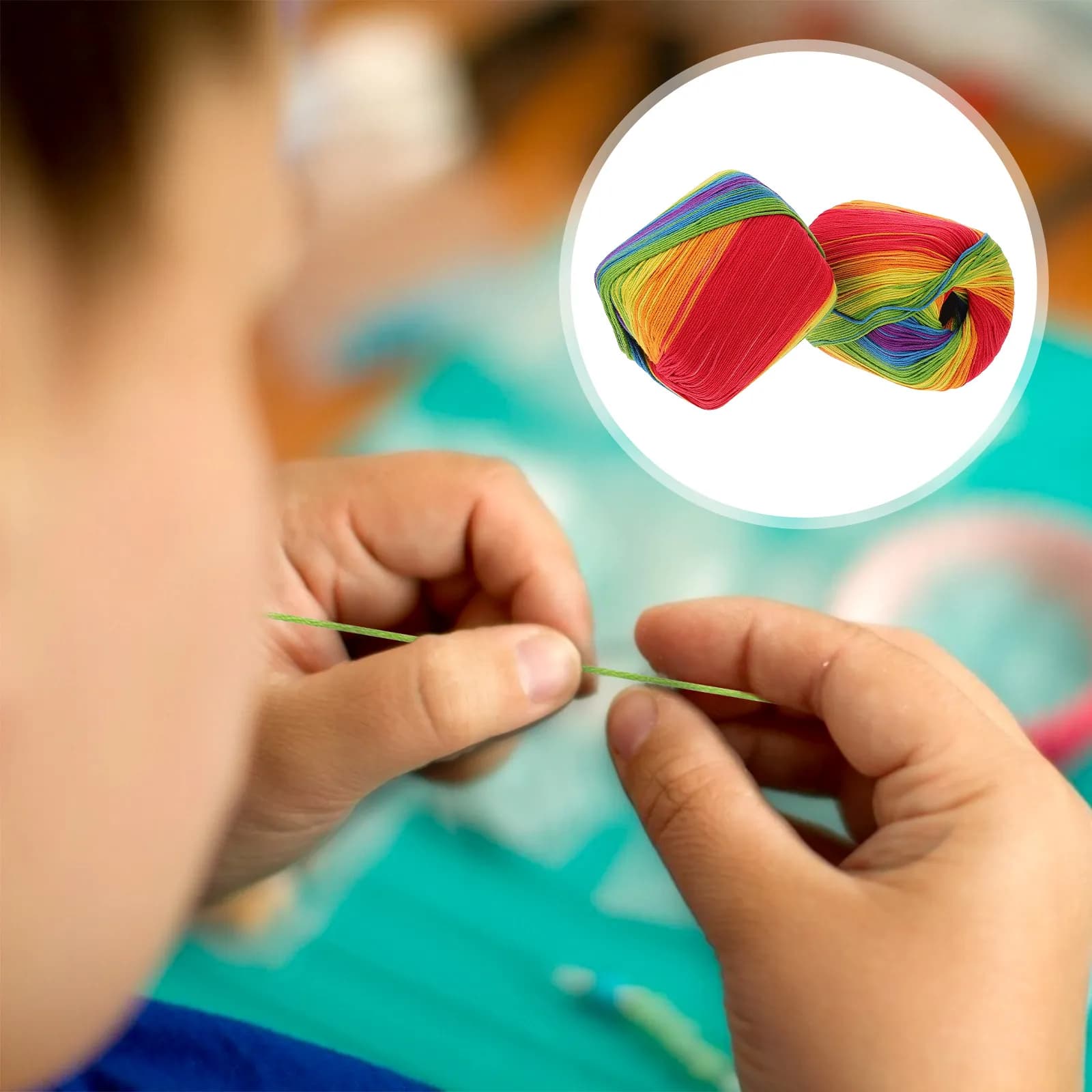 2 Rotoli di Filato di Cotone Arcobaleno Vibrante per Lavoro a Maglia, Uncinetto, Fai-da-Te, Maglioni, Sciarpe, Cappelli, Scialli, Accessori Morbidi e Lavabili