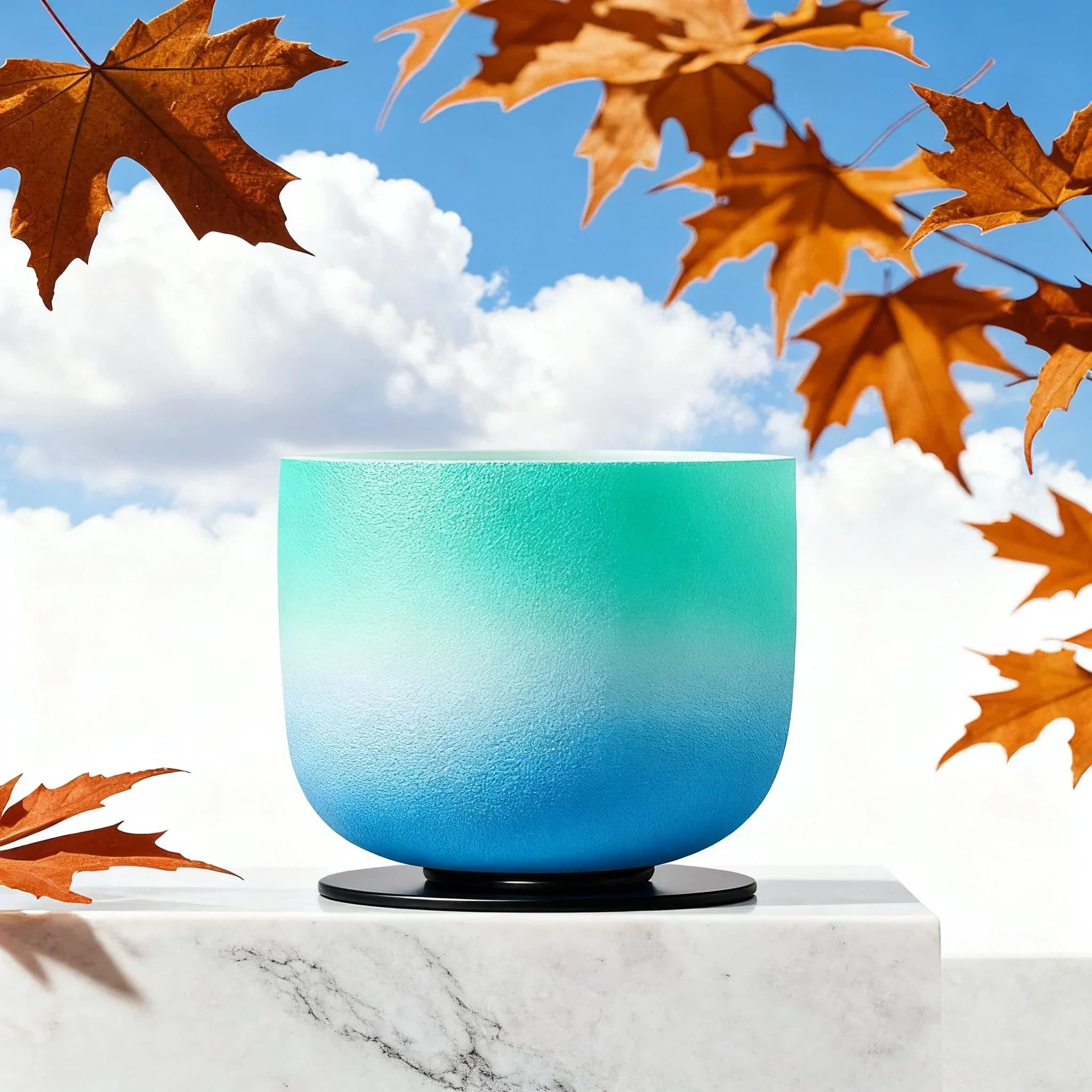 STAR LINKUP Green&Blue 8 Inch Color Chakra Crystal Singing Bowl for Sound Healing Quartz Singing Bowl