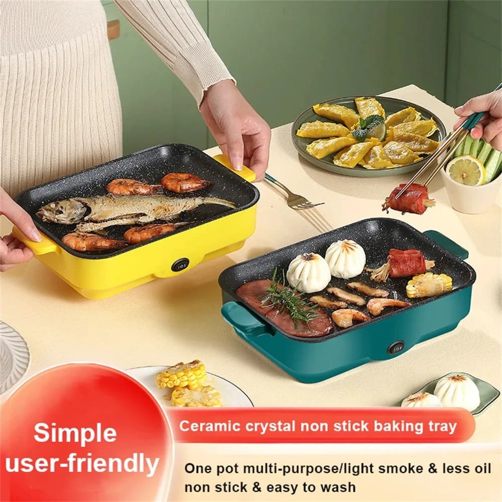 Multi-functional electric barbecue grill 26 cm Square Mini electric pancake Bistecca Wok electric Kitchen Baking pan