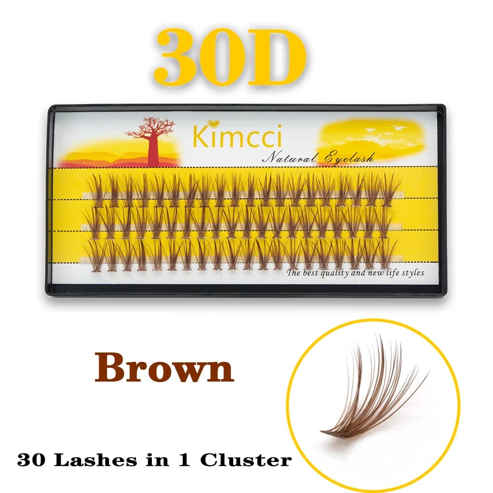 Extension ciglia individuali in visone 30D marrone, 60 fasci, ciglia finte a volume russo 30D, ciglia a ciuffetti naturali per trucco
