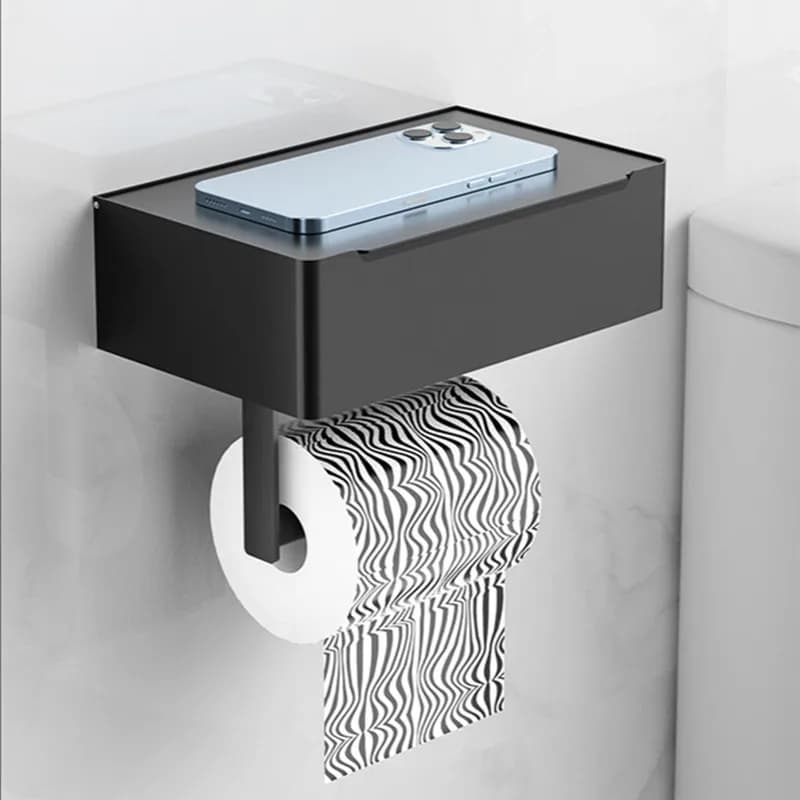 Portarotolo per carta igienica con dispenser per salviette Nero Portaoggetti multifunzione per bagno Portarotolo per carta Accessori in acciaio inossidabile