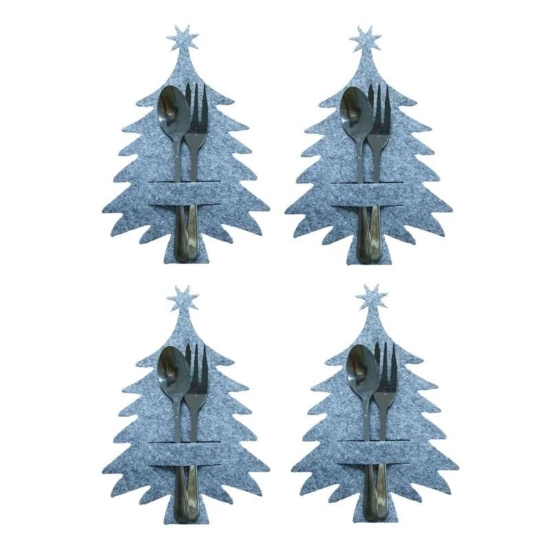 Y3NA 4pcs Christmas Tree Knife Fork Spoon Bag Kitchen Silverware Tableware Holder Cutlery Cover Dinner Table Party Decoration
