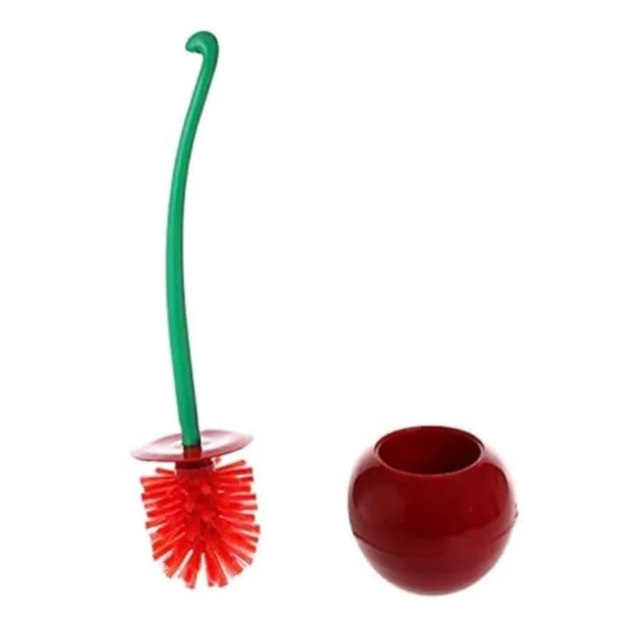 Cherry Toilet Brush and Holder, Cute Design, Premium Quality Household Toilet Bowl Brush with Solid Handle and Durable Bristles