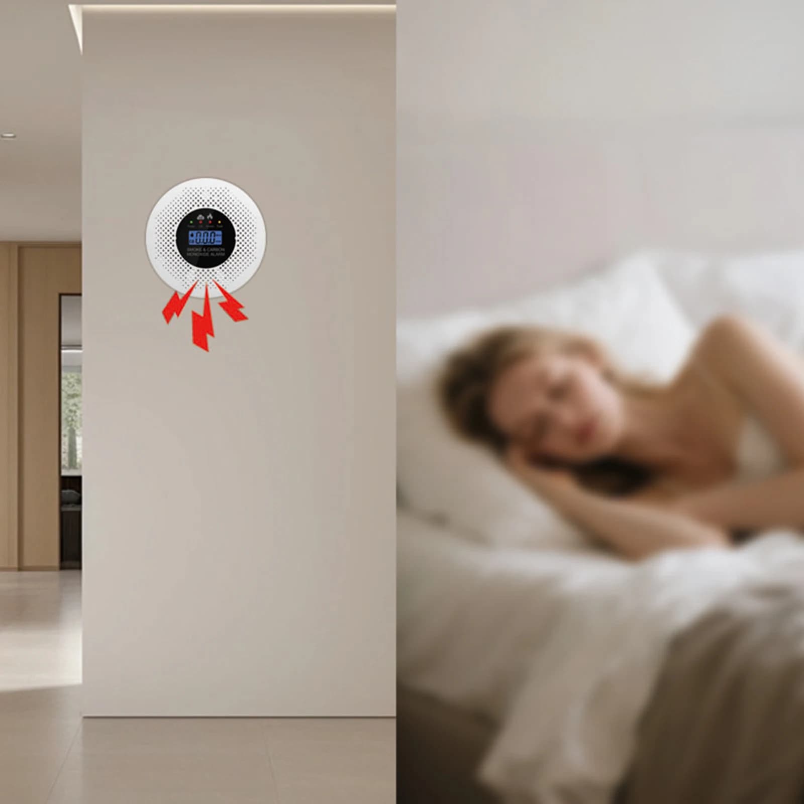Rilevatore di Fumo e Monossido di Carbonio con Display LCD, Alimentato a Batteria per Casa, Appartamento, Cucina