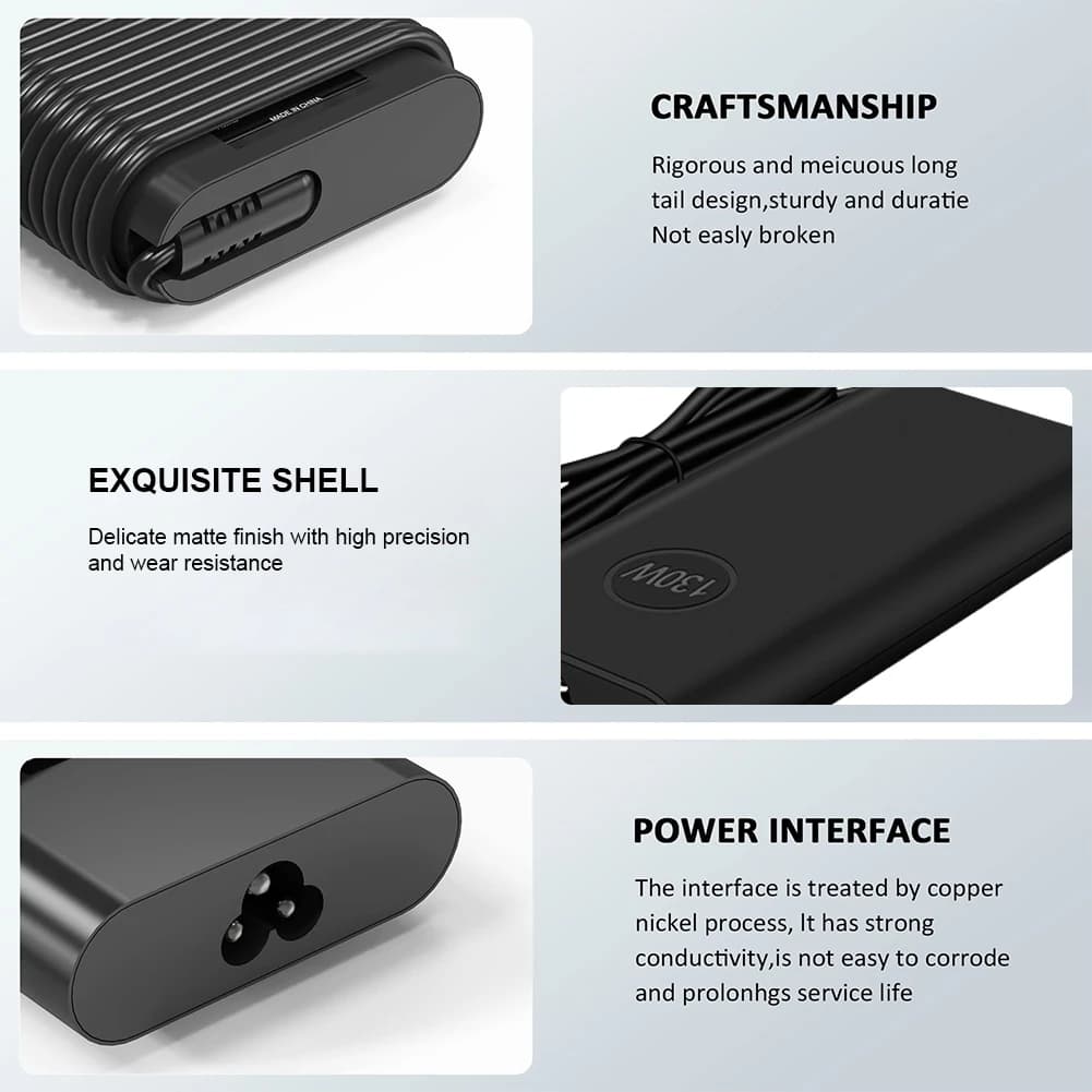 130W USB C Tipo C AC Adattatore per laptop Caricatore di alimentazione 20V 6.5A per Dell XPS 15 9500 9510 9520 per Dell XPS 17 9700 9710 9720 9730